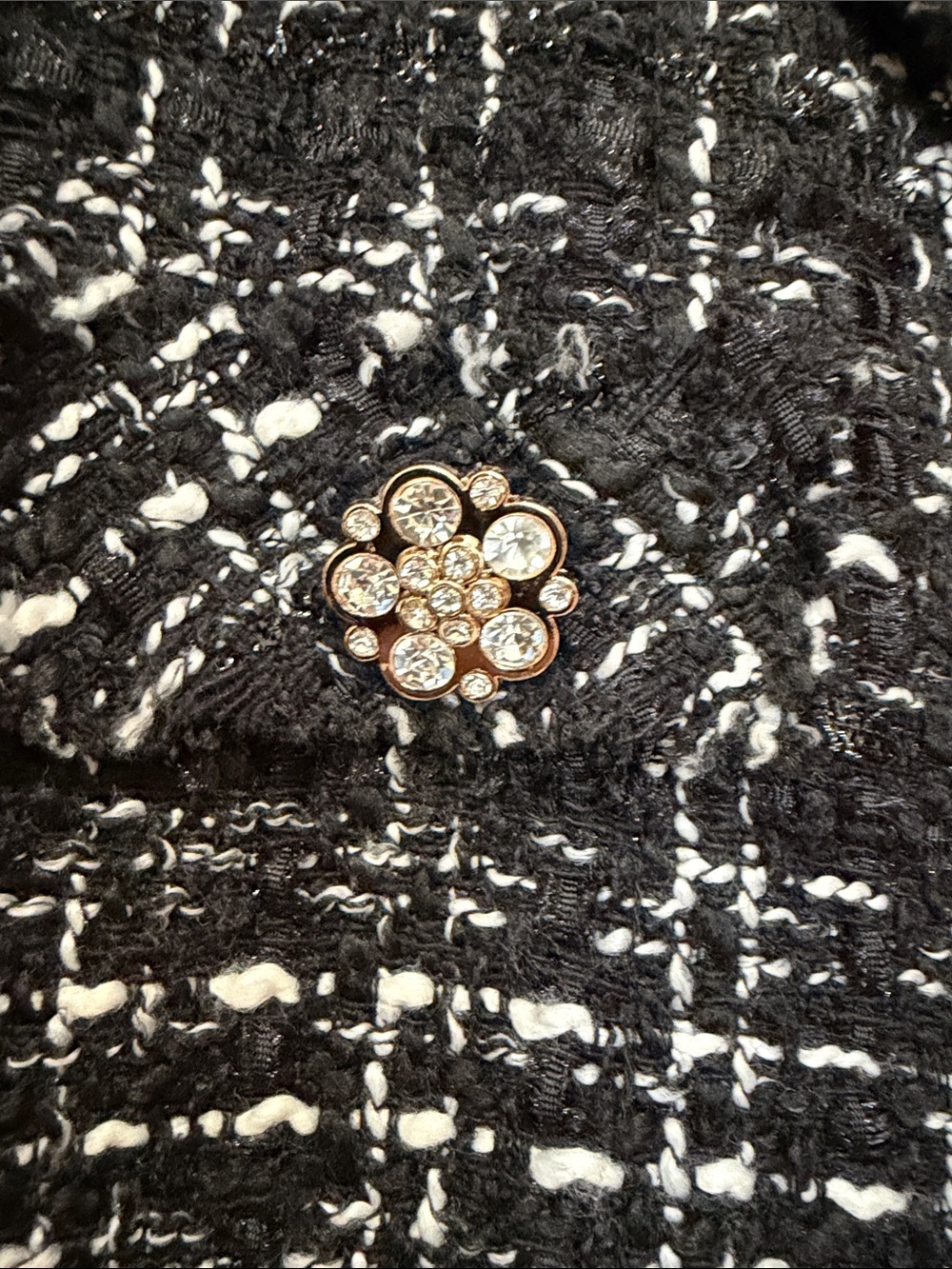 Molly Bracken Black and White Tweed Rhinestone -Button Cropped Jacket - Picture 4 of 4